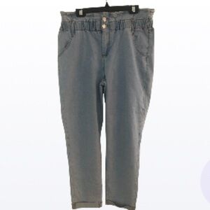 Paper bag, chambray, cuffed light denim, size large ankle jeans